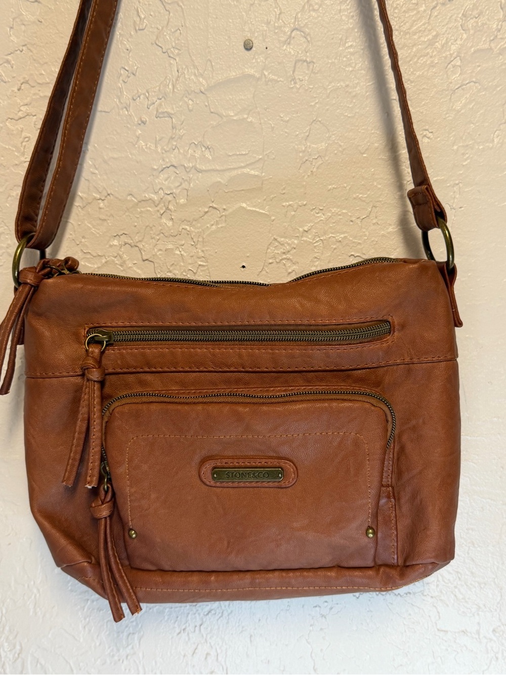 Stone & Co. Brown Faux Leather Crossbody Bag